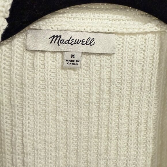 Madewell V-Neck Button-Front Long Blue White Stripe Cardigan Sweater Size M - Picture 3 of 7